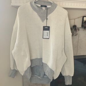 NWT Sak’s Fifth Ave Designer Bassike Reverse Fleece Cut Out Sweatshirt Size M/L